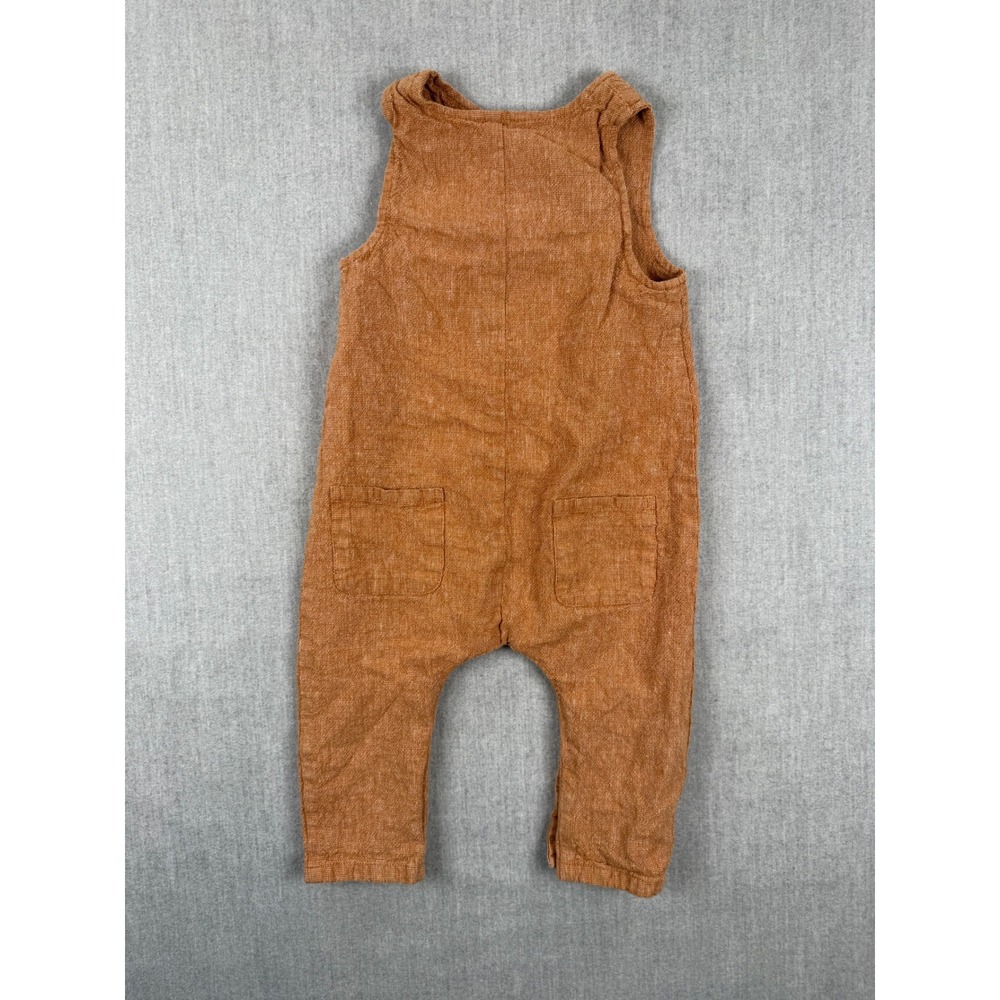 Rylee + Cru Kids Rust Linen Cotton Blend Button Front Romper‎ 6-12M - Picture 3 of 6
